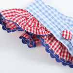 Light Blue and Red Gingham USA Flag Ruffle Romper - Lil Cactus