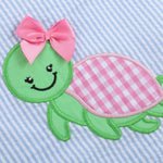 Light Blue Seersucker Turtle 2pc Bloomer Set - Lil Cactus