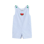 Light Blue Seersucker Watermelon Shortalls - Lil Cactus