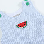 Light Blue Seersucker Watermelon Shortalls - Lil Cactus
