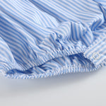 Light Blue Striped Lemons Smocked Ruffle Romper - Lil Cactus