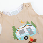 Light Brown Camping Applique Shortall - Lil Cactus