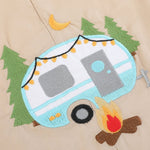 Light Brown Camping Applique Shortall - Lil Cactus