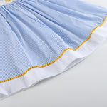 Light Bue Striped Lemons Smocked Bishop Dress - Lil Cactus