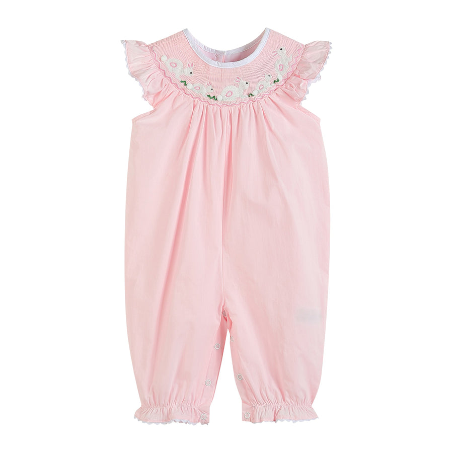 Light Pink Bunny Smocked Romper - Lil Cactus