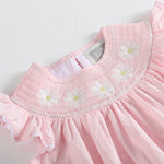 Light Pink Daisy Smocked Ruffle Romper - Lil Cactus