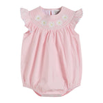 Light Pink Daisy Smocked Ruffle Romper - Lil Cactus