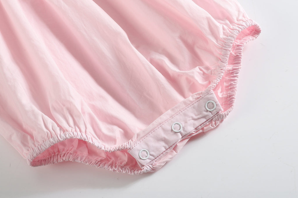 Light Pink Daisy Smocked Ruffle Romper - Lil Cactus