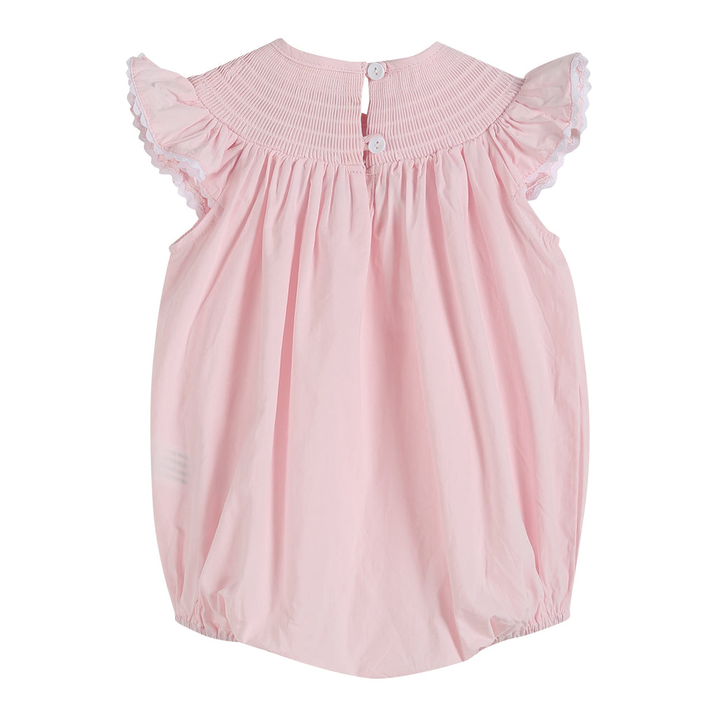 Light Pink Daisy Smocked Ruffle Romper - Lil Cactus
