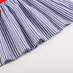 Navy Blue Stripe and Red Ruffle Bow Dress - Lil Cactus