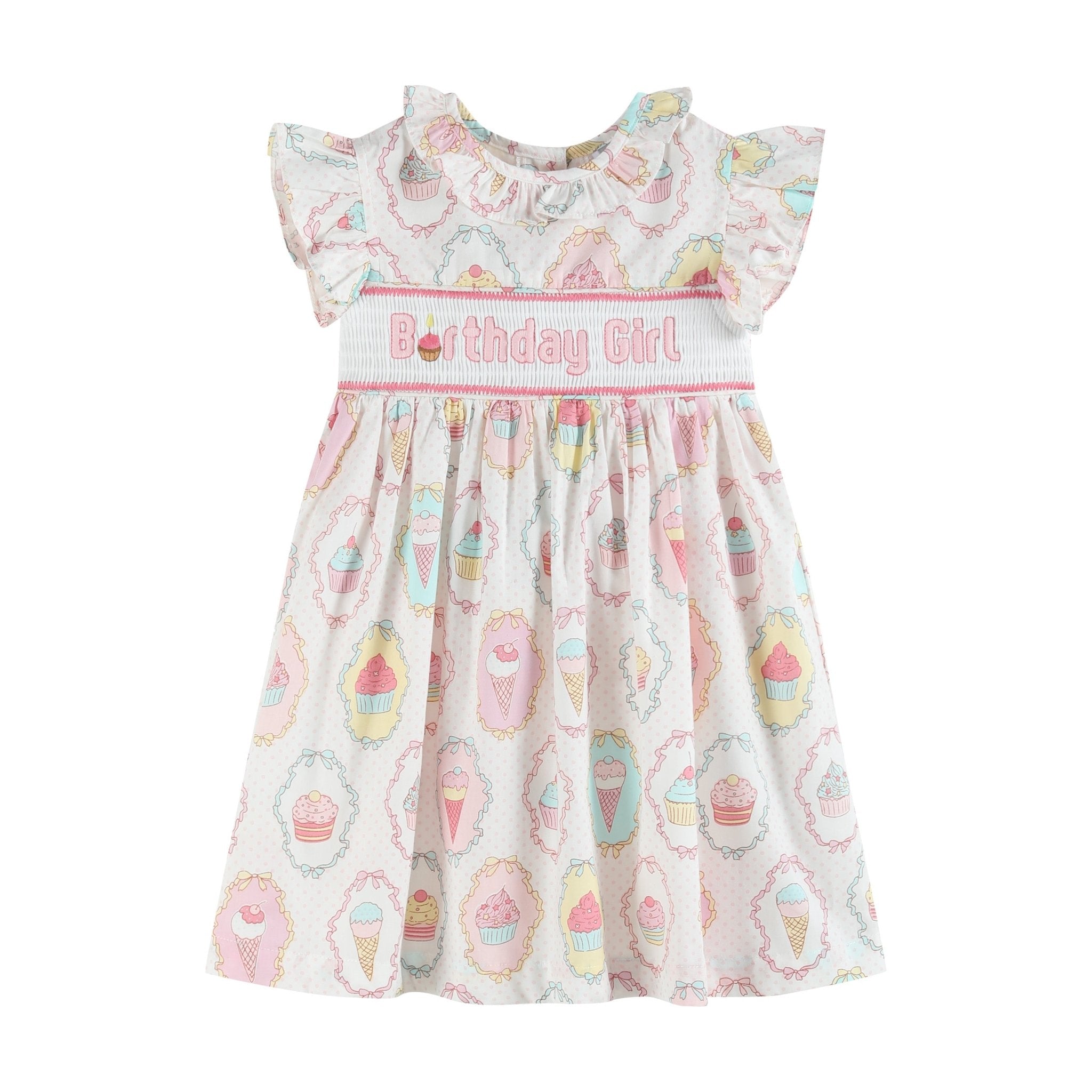 Lil Cactus Baby Dress Ð Pink and White Birthday Girl Smocked Dress