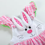 Pink Bunny Face Gingham Bubble Ruffle Romper - Lil Cactus