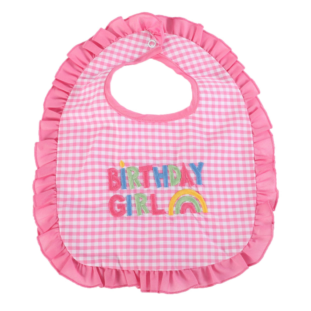 Pink Gingham 'Birthday Girl' Bib - Lil Cactus