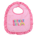 Pink Gingham 'Birthday Girl' Bib - Lil Cactus