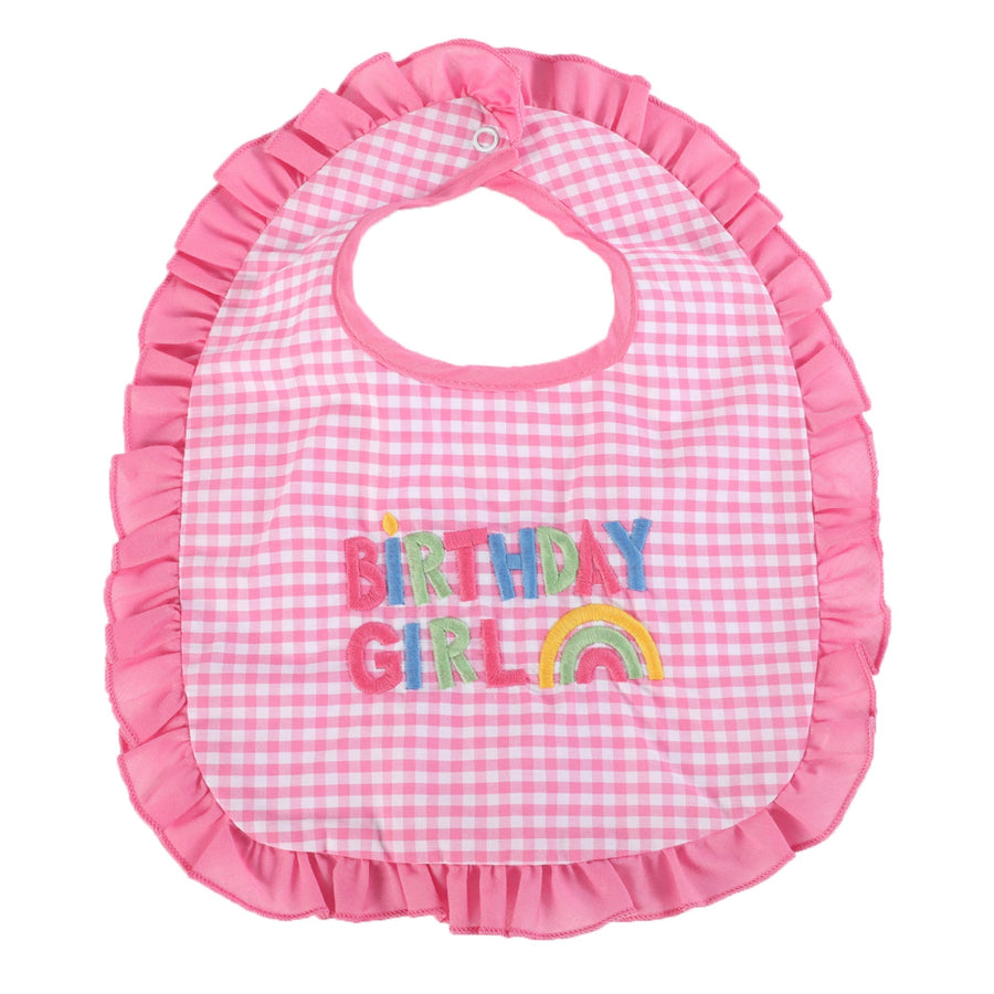 Pink Gingham 'Birthday Girl' Bib - Lil Cactus