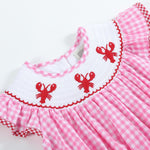 Pink Gingham Crawfish Smocked Flutter Romper - Lil Cactus