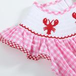 Pink Gingham Crawfish Smocked Flutter Romper - Lil Cactus