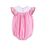 Pink Gingham Crawfish Smocked Flutter Romper - Lil Cactus