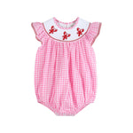 Pink Gingham Crawfish Smocked Flutter Romper - Lil Cactus