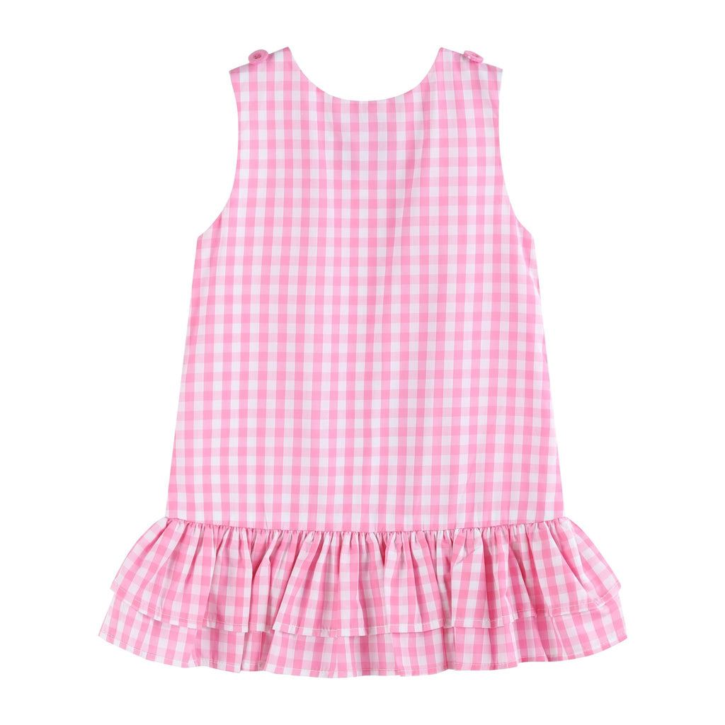 Pink Gingham Flamingo Tulle Ruffle Dress - Lil Cactus