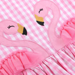 Pink Gingham Flamingo Tulle Ruffle Dress - Lil Cactus