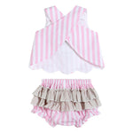 Pink Stripe Cupcake Applique Top & Bloomer Set - Lil Cactus