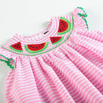 Pink Stripe Smocked Watermelon Dress - Lil Cactus
