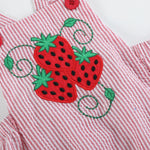 Red Seersucker Strawberry Ruffle Romper - Lil Cactus