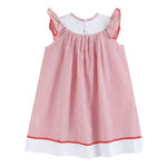 Red Seersucker Strawberry Smocked Bishop Dress - Lil Cactus