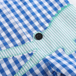 Royal Blue Gingham Alligator Applique Shortalls - Lil Cactus