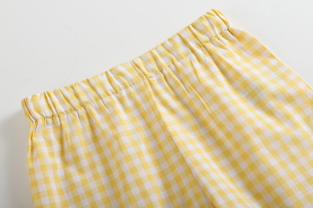 Yellow Gingham Lemon Smocked Shirt and Shorts Set - Lil Cactus